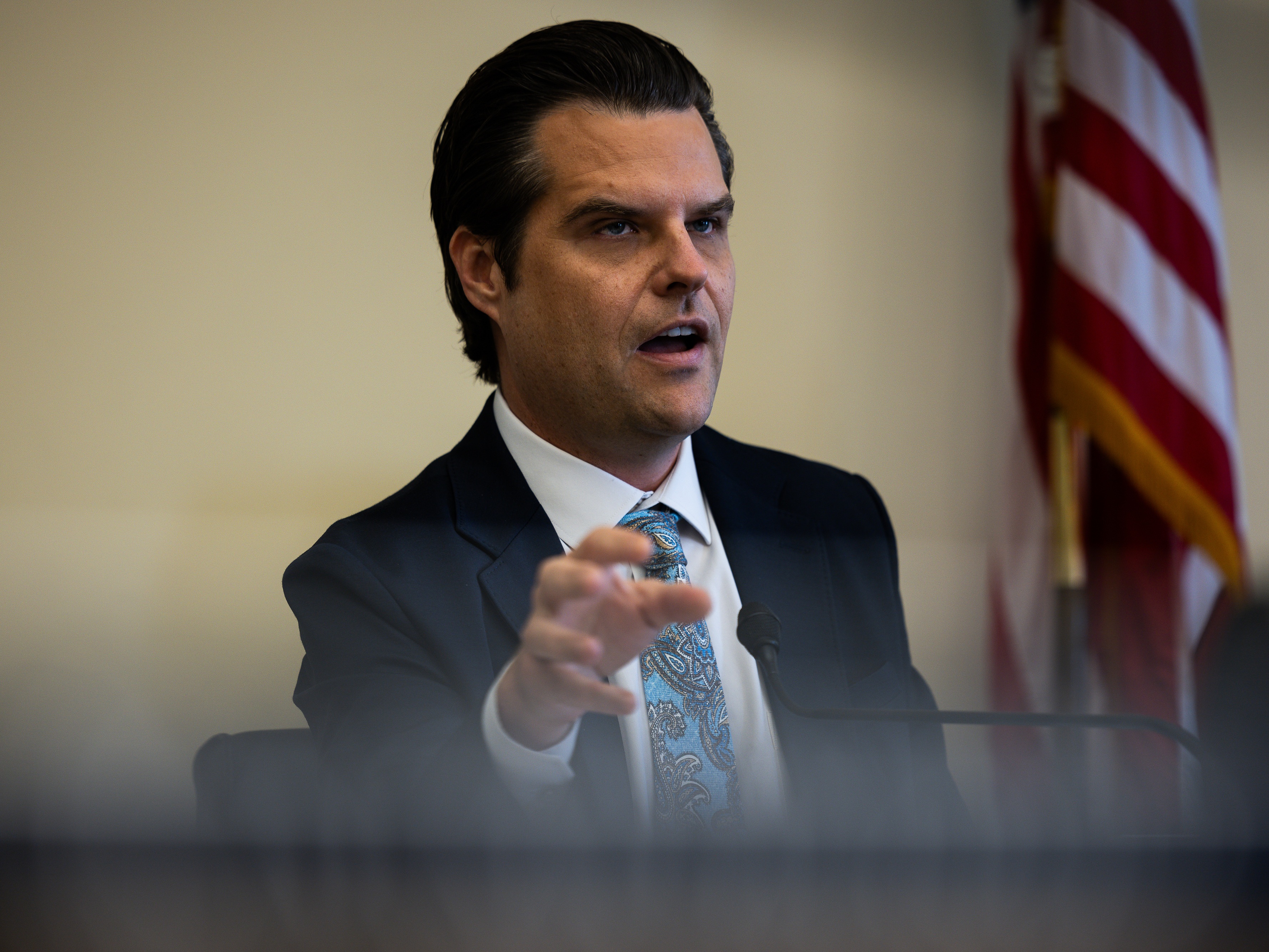 Then-Rep. Matt Gaetz (R-Fla.) speaks during a committee hearing on July 23, 2024 in Washington, D.C.