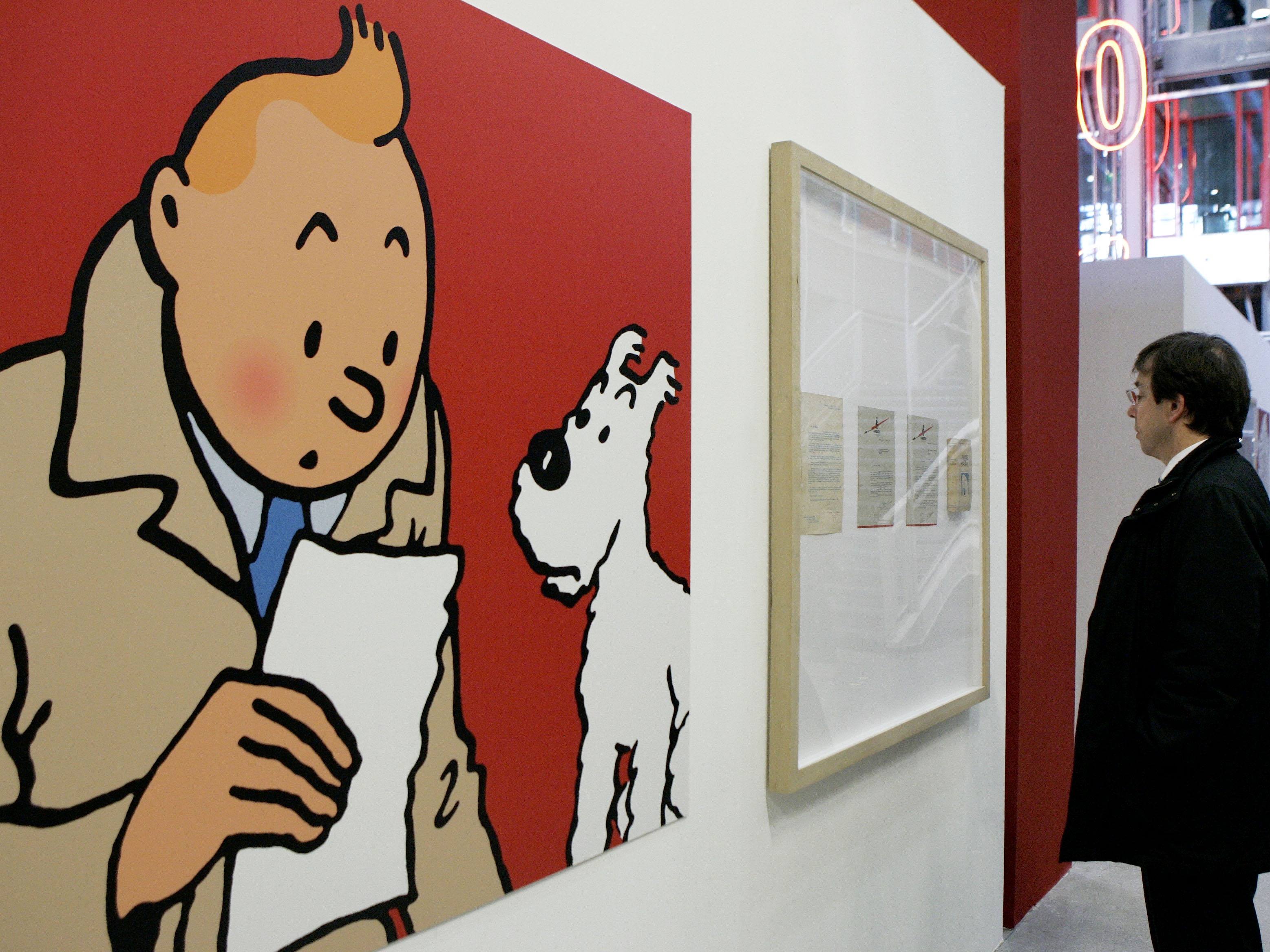 An enlarged cartoon of Tintin pictured on display at Paris' Pompidou Cultural Center in 2006. The Belgian cub reporter is among the characters and works entering the public domain in 2025.