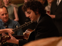 Timothée Chalamet in <em>A Complete Unknown</em>.